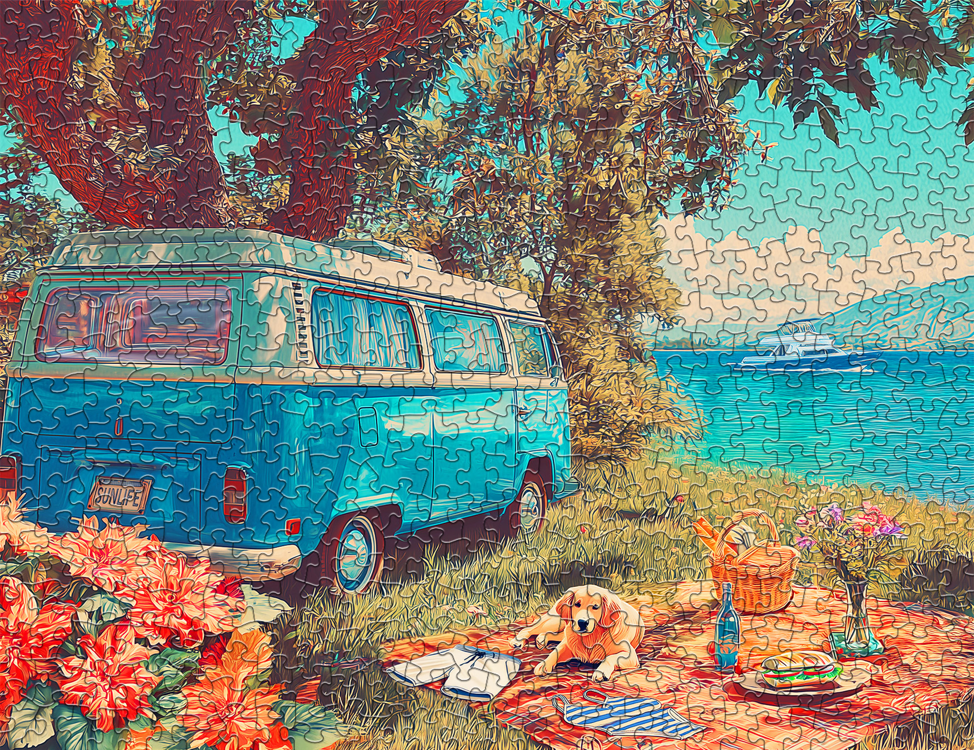 Lake Day Picnic 500 Piece Jigsaw Puzzle