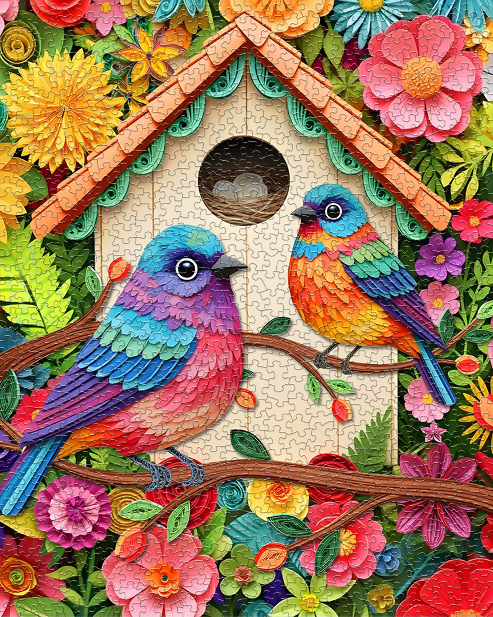 Blooming Birds 1000 Piece Jigsaw Puzzle