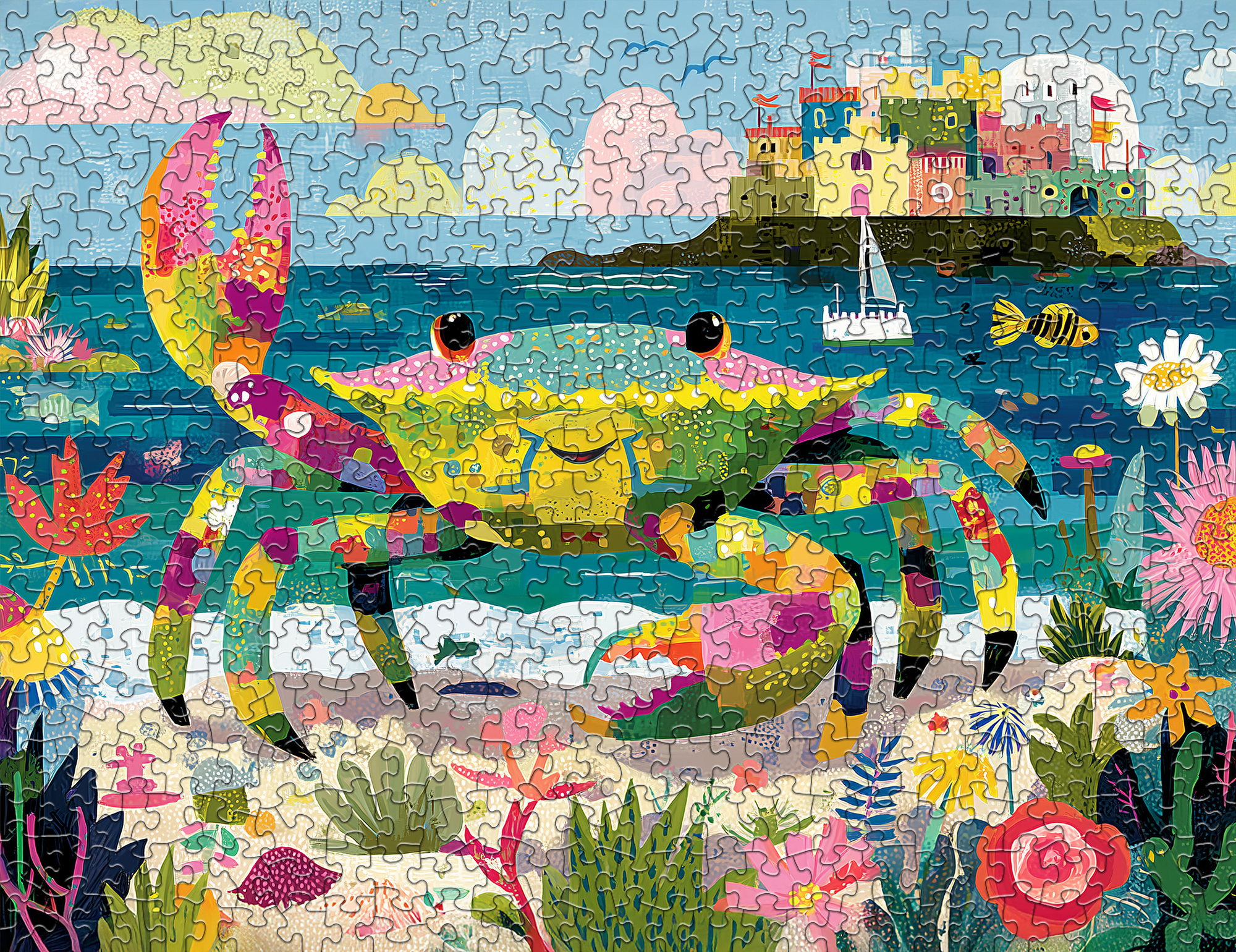 Seaside Colorful Crab 500 Piece Jigsaw Puzzle