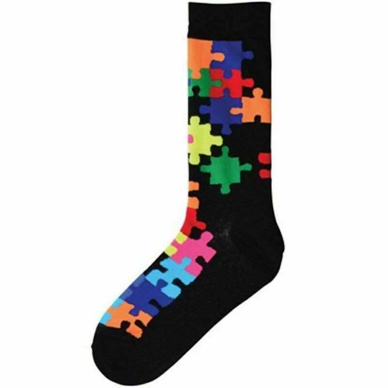 Colorful Jigsaw Puzzle Pattern Socks - Men