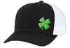 Men's Lucky Clover Shamrock Off-Center Embroidered Golf Mesh Back Trucker Hat