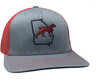 It's All About The South Georgia Outline Dog Trucker Mesh Snapback Hat Heather Gray Red Mesh