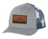 Mountain Scene Tamarak Pine Forest Laser Engraved Leather Patch Mesh Back Trucker Hat