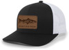 Heritage Pride Scenic Trout Engraved Leather Patch Mens Trucker Hat Baseball Cap