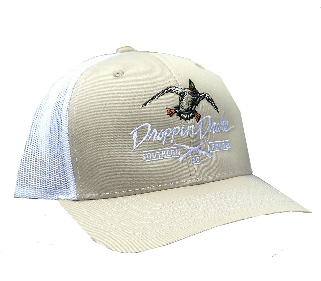 Droppin Drake Mallard Duck and Gun X Logo Mesh Back Trucker Hat