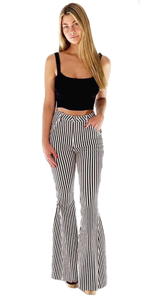 high waisted striped bell bottoms