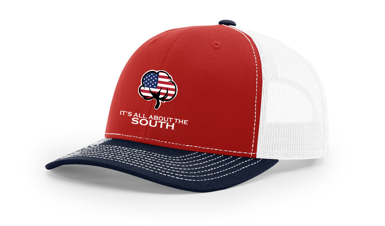 It's All About The South American Flag Cotton Boll Mesh Back Trucker Hat
