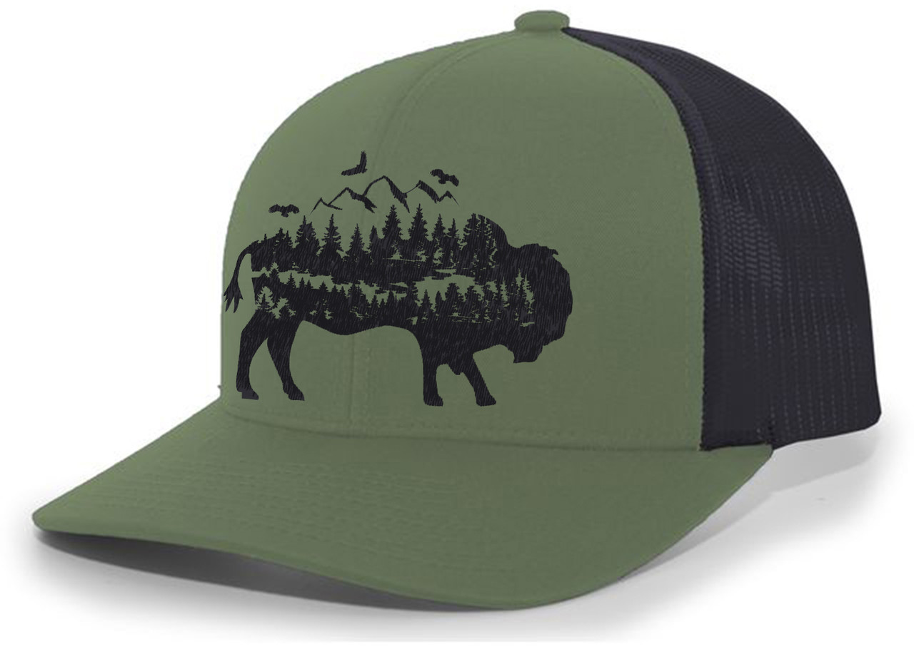 Heritage Pride Mens Trucker Hat Embroidered Wild Buffalo Outdoor Hat  Baseball Cap