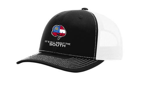 It's All About The South Georgia Flag FIlled Cotton Boll Mesh Back Trucker Hat