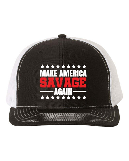 Heritage Pride Make America Savage Again Embroidered Mens Mesh Back Trucker Hat