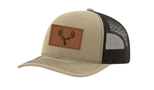 It's All About the South Deer Antlers Georgia Flag Laser Engraved Leather Patch Trucker Hat