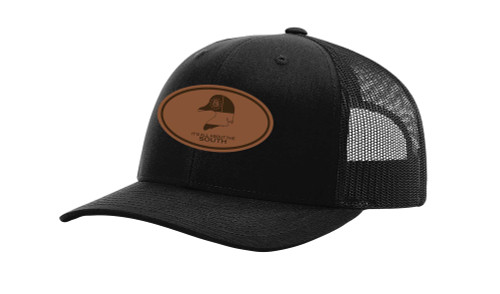 It's All About the South Wood Duck Georgia Flag Laser Engraved Leather Patch Trucker Hat