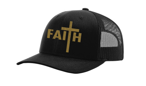 Men's Christian Faith Cross Embroidered Mesh Back Trucker Hat