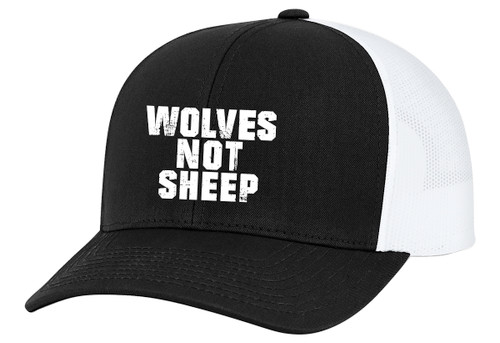 Men's Wolves Not Sheep Patriotic Embroidered Mesh Back Trucker Hat