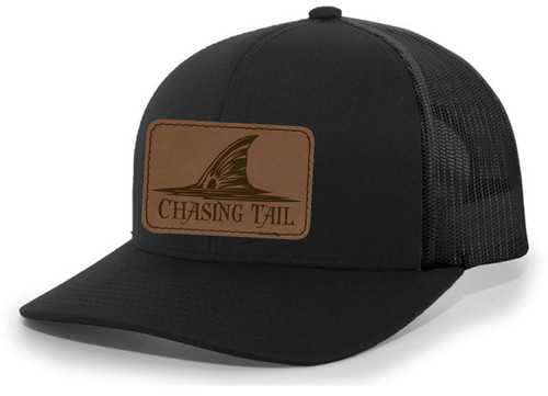 Heritage Pride Chasing Tail Fish Laser Engraved Leather Mens Trucker Hat Baseball Cap