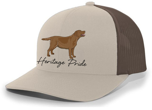 Heritage Pride Canine Collection Chocolate Lab Labrador Retriever Hunting Dog Mens Embroidered Mesh Back Trucker Hat