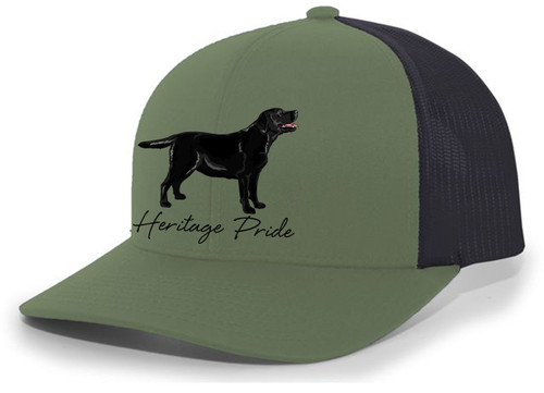 Heritage Pride Canine Collection Black Lab Labrador Retriever Hunting Dog Mens Embroidered Mesh Back Trucker Hat