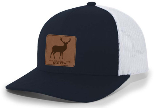 It's All About The South Deer Laser Engraved Leather Patch Trucker Hat Baseball Cap