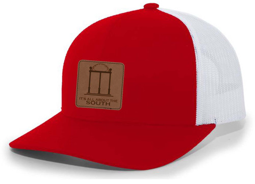 It's All About The South Georgia Arches Laser Engraved Leather Patch Trucker Hat Baseball Cap