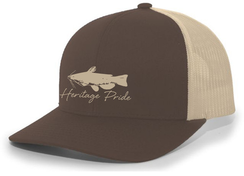 Heritage Pride Freshwater Fish Lake Fishing Silhouette Script Mens  Embroidered Mesh Back Trucker Hat Baseball Cap - Southern Clothing