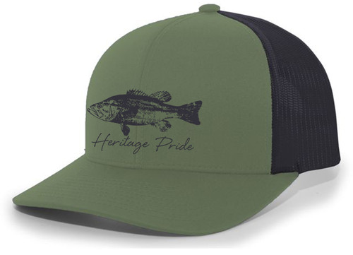 Heritage Pride Freshwater Fish Lake Fishing Silhouette Script Mens  Embroidered Mesh Back Trucker Hat Baseball Cap - Southern Clothing