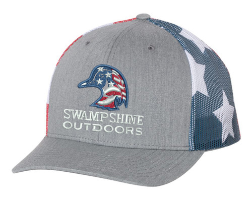Swampshine Outdoors Embroidered American Flag Duck Logo Mens Mesh Back Trucker  Hat Baseball Cap - Southern Clothing
