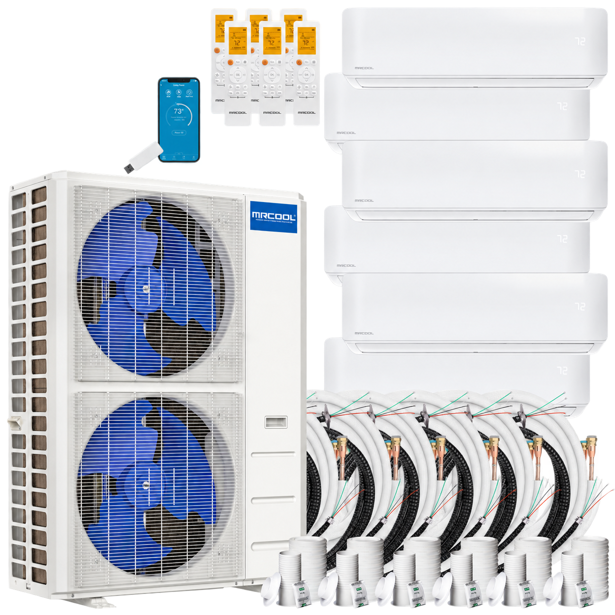 MRCOOL DIY 6 zone equipment with one outdoor unit and six indoor units