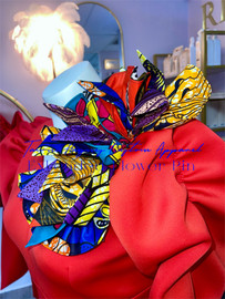 TAWNI HAYNES EXTENDED ETHNIC PRINT FLOWER PIN