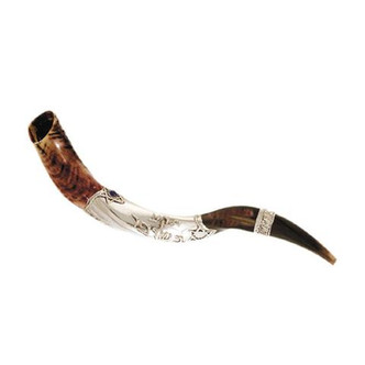 Silver-Plated "Blow the Trumpet in Zion" Yemenite Shofar