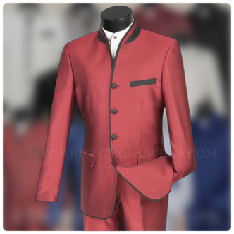 RSA Slim Fit Banded Collar Suit S4HT-1