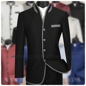 RSA Slim Fit Banded Collar Suit S4HT-1