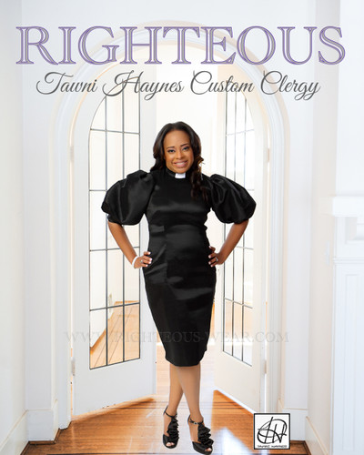 TAWNI HAYNES CLERGY PUFF SLEEVE PENCIL DRESS