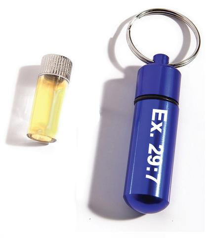 Anointing Oil Metal Blue Key Chain