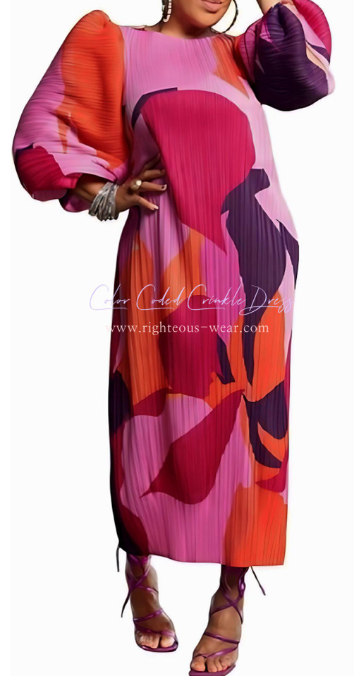 COLOR CODED CRINKLE DRESS