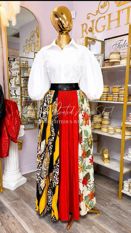 Mélange Pleated Maxi Skirt