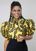 Tawni Haynes Damask Print Bow Blouse