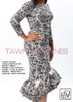 TAWNI HAYNES V BACK RUFFLE RUFFLE HEM PENCIL DRESS