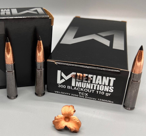 300 BLACKOUT 110 gr TCX (Total Copper X-panding) Solid Copper Defensive Ammunition