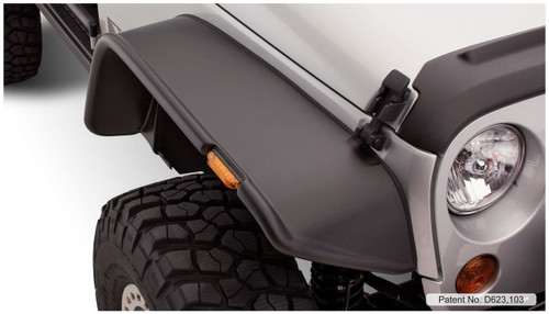 Bushwacker 10919-07_FLAT STYLE FENDER FLARE (SET OF 4) - TEXTURED , Jeep Wrangler 2 Door Models 2007-2015