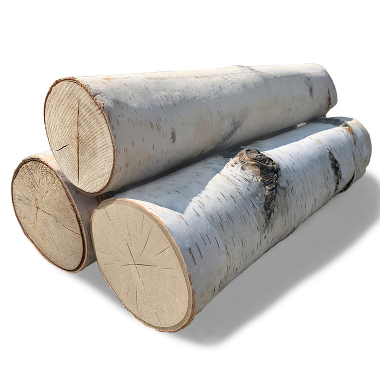 Wilson Set of 3 Large Birch Fireplace Logs (3.5" - 5.5" Diameter x 17”- 18" Long)