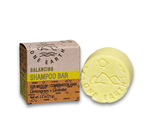 One Earth Body Care Balancing Shampoo Bar for Medium / Combination Hair, Lemongrass-Lavender
