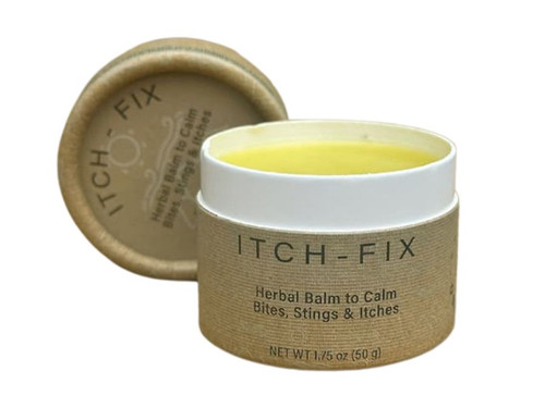 One Earth Body Care Itch Fix herbal balm open jar