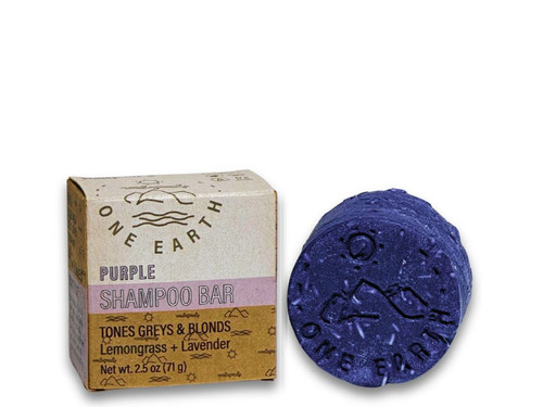 One Earth Body Care Purple Shampoo Bar for grey, blond, white and heavily treated hair, Lemongrass-Lavender