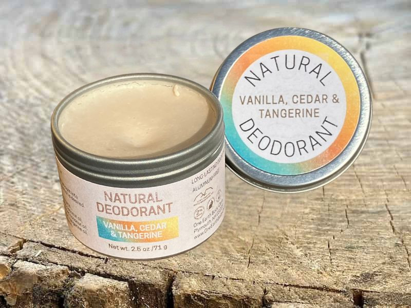 One Earth Vanilla Cedar Tangerine Deodorant open Jar One Earth Vanilla Cedar Tangerine Deodorant open Jar
