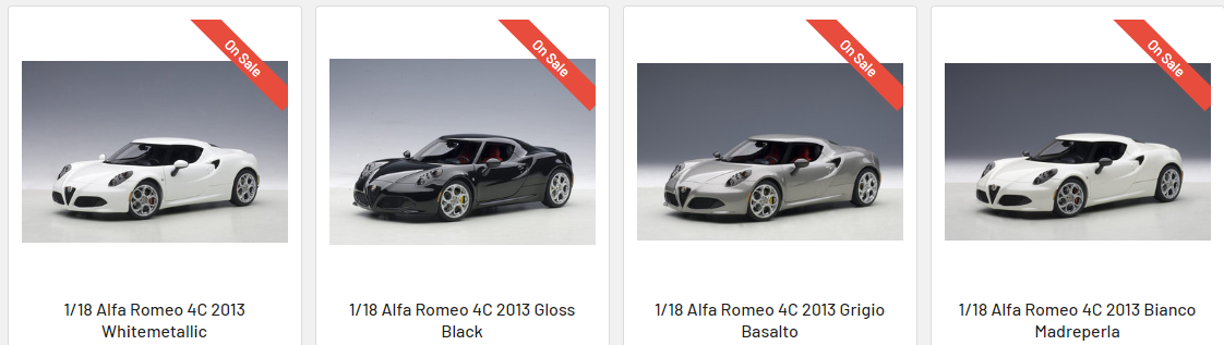 Special price Promotion. New old stock Alfa Romeo 4C all reduced to 55.00EUR