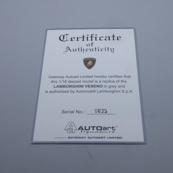 Lamborghini Veneno Grey - Certificate #0635