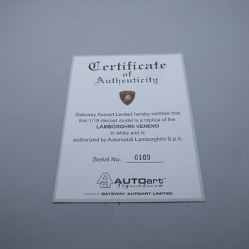 Lamborghini Veneno White - Certificate #0109