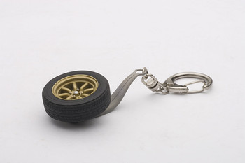 Wheel Keychain - 8-Spoke Wheel Gold "Watanabe" Wheel Keychain - 8-Spoke Wheel Gold "Watanabe"