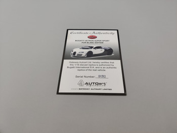 Bugatti Veyron Super Sport Pur Blanc - Certificate 0492 Bugatti Veyron Super Sport Pur Blanc - Certificate 0492