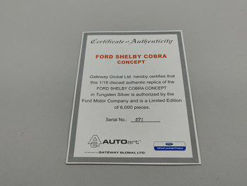 Ford Shelby Cobra Concept Silver - Certificate